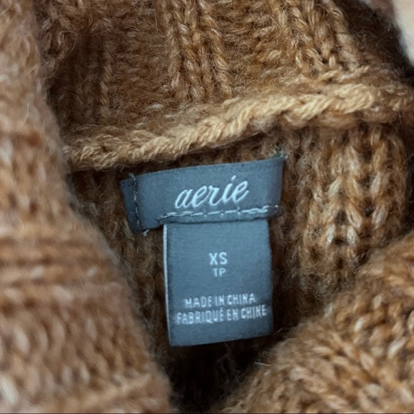 Aerie Cable Knit Turtleneck Sweater Orange, Women’s Size XS - Picture 4 of 4